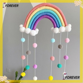 Forever แขวนตกแต่งผนัง|Pompom พรมถัก แฮนด์เมด ลายก้อนเมฆ สีรุ้ง สําหรับตกแต่งบ้าน DIY