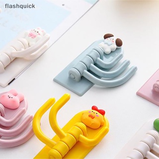 Flashquick ตะขอพลาสติก ลายการ์ตูนกระบองเพชรน่ารัก มีกาวในตัว สามตะขอ ทนทาน สําหรับหอพักนักเรียน