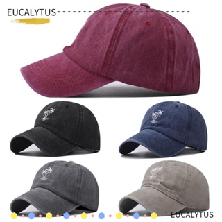 Eutus หมวกเบสบอล ปักลายต้นมะพร้าว ปรับได้ สไตล์วินเทจ สําหรับผู้ชาย และผู้หญิง