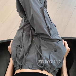 2TOYOUNG Moon กางเกงขายาว คาร์โก้ กางเกง เชือกอเมริกันคลาสิค Cargo pants 2023 NEW 072514 Trendy Beautiful ins ทันสมัย A90M05L 36Z230909