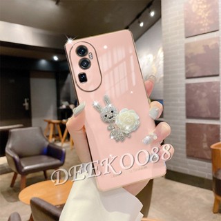 เคสโทรศัพท์มือถือนิ่ม ขอบตรง ปิดด้านหลัง ลายกระต่ายน่ารัก สําหรับ OPPO Reno10 Pro Plus Pro+ A78 4G 5G 2023 A78 Reno 10 10Pro