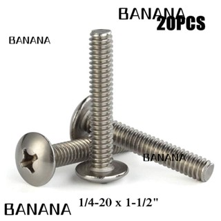 Banana1 สกรูสเตนเลส 304 1/4-20x1-1/2 นิ้ว 20 ชิ้น|สกรูเกลียวเต็มหัว สีเงิน สําหรับซ่อมแซมผู้ชาย