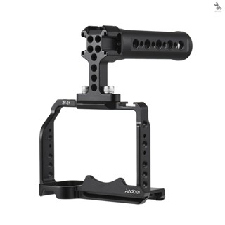 {self} Andoer Camera Cage + Top Handle Kit Aluminum Alloy Camera Video Cage with Cold Shoe Mounts Numerous 1/4 Inch Threads Replacement for  ZV-E1 Camera