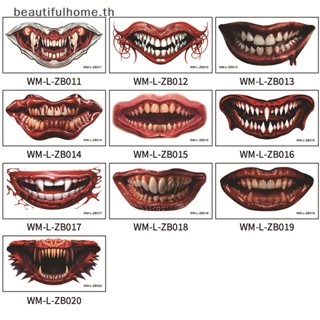 ｛Halloween Decor｝สติกเกอร์รอยสักชั่วคราว ลาย Happy Halloween Scar Lips Smile Flash กันน้ํา สําหรับผู้ชาย ผู้หญิง