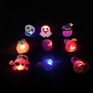 ｛Halloween Decor｝แหวนไฟ LED รูปฟักทองผี กะโหลก เรืองแสง สําหรับตกแต่งบ้าน ปาร์ตี้ฮาโลวีน 5 ชิ้น