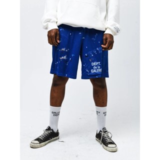 65MV Gallery depicting hand-painted ink-splashing letters printed mesh sports shorts summer fashion niche