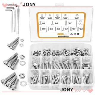 Jy1 ชุดน็อตสกรู หกเหลี่ยม สเตนเลส 304 M4 M6 M8 20 มม. 30 มม. 35 มม. สําหรับเครื่องใช้ในครัวเรือน 240 ชิ้น
