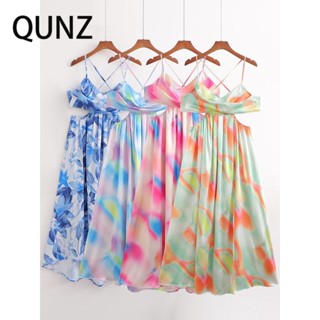 Qunz Bareback ชุดเดรส พิมพ์ลาย สําหรับสตรี 3191