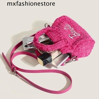 Mxfashione กระเป๋าสะพายไหล่ กระเป๋าถือ ผ้าวูล ปักลายตัวอักษร ขนาดเล็ก สําหรับสตรี