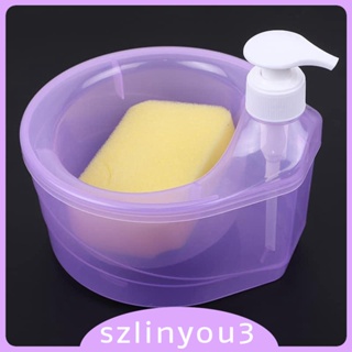 [Szlinyou3] 2 in 1 เครื่องจ่ายสบู่ พร้อมที่วางฟองน้ํา 1 ลิตร สําหรับเคาน์เตอร์ห้องครัว