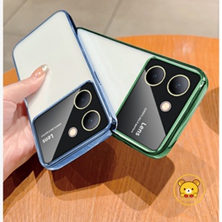 เคสโทรศัพท์มือถือ TPU นิ่ม ป้องกันเลนส์กล้อง ชุบไฟฟ้า สําหรับ Vivo Y36 4G Y36 5G Y16 4G Y02S Y21 Y21S Y21A Y21T Y21G Y21E Y33S Y33T