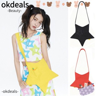 Okdeals กระเป๋าสะพายไหล่ กระเป๋าถือ ผ้าแคนวาสนิ่ม