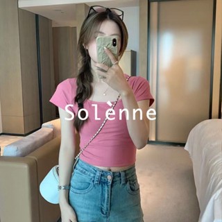 Solenne  เสื้อครอป เสื้อยืดผู้หญิง ครอป baby tee สาวเรโทร 2023 NEW Style คุณภาพสูง ทันสมัย Chic สบาย A99J1ZU 36Z230909