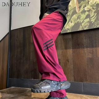 DaDuHey🔥 American Retro Fashion All-Matching Loose Straight Striped Casual Pants Mens Summer Thin Ice Silk Breathable Quick-Drying Sports Pants Jogger Pants