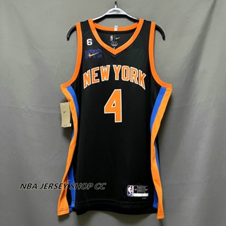 【คุณภาพสูง】ใหม่ ของแท้ NBA New York Knicks City Edition สีดํา สําหรับผู้ชาย 2022-23 #4 เสื้อกีฬาแขนสั้น ลายทีม Derrick Rose Jersey Swingman