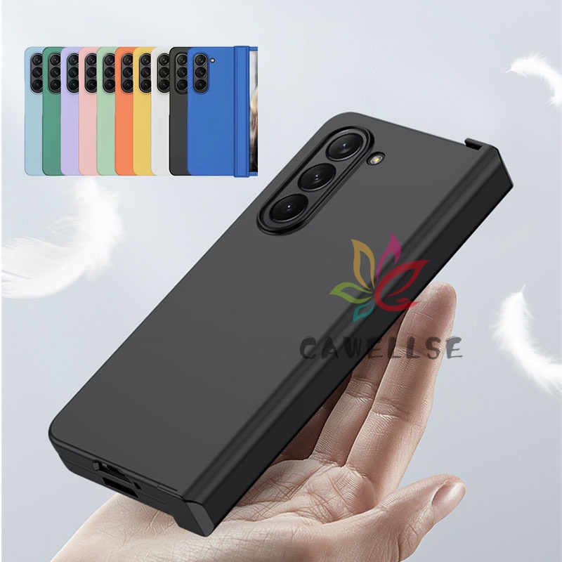 เคสโทรศัพท์ซิลิโคน PVC ผิวด้าน กันกระแทก กันเลนส์กล้อง มีสไลด์ สําหรับ Samsung Galaxy Z Fold 5 Z Fol