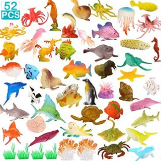 52PCS Simulation Marine Animals Model Educational Underwater Creatures Toy