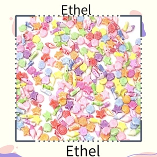 Ethel1 ลูกปัดเรซิ่น รูปเปลือกหอย สัตว์ทะเลน่ารัก 500 ชิ้น อุปกรณ์เสริม สําหรับงานฝีมือ DIY