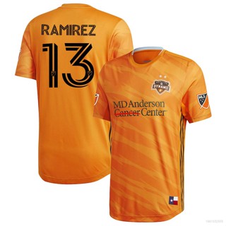 เสื้อยืดแขนสั้น ลายทีมชาติฟุตบอล Ani 2020 MLS Christian Ramirez Houston Dynamo Jersey สีส้ม พลัสไซซ์