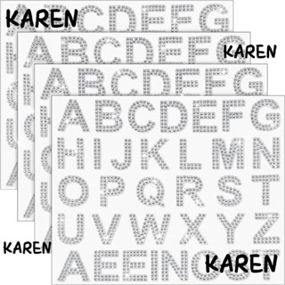 Karen สติกเกอร์ตัวอักษร ประดับพลอยเทียม สีเงิน ขนาดใหญ่ 1.57 นิ้ว 34 ตัวอักษร สําหรับตกแต่งเสื้อผ้า 170 ชิ้น