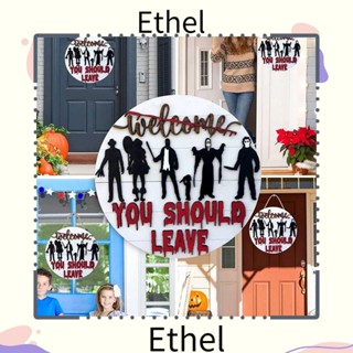 Ethel1 แผ่นป้ายไม้ ทรงกลม ลาย Welcome สําหรับแขวนตกแต่งประตู