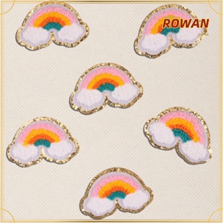 Rowans แผ่นแพทช์กลิตเตอร์ สีทอง สีรุ้ง 6 ชิ้น