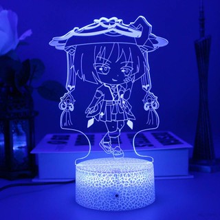 Genshin โคมไฟกลางคืน LED รูปการ์ตูนอนิเมะ 3d สีรุ้ง ชาร์จ USB สําหรับตกแต่งบ้าน