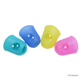 Fol ใหม่ ซิลิโคนสวมนิ้วโป้ง ป้องกันนิ้วโป้ง เล่นกีตาร์ 4 สี