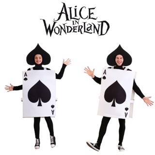 ชุดจั๊มสูท คอสเพลย์ Alice in Wonderland Ace of Spades เหมาะกับปาร์ตี้ฮาโลวีน สําหรับเด็ก และผู้ใหญ่
