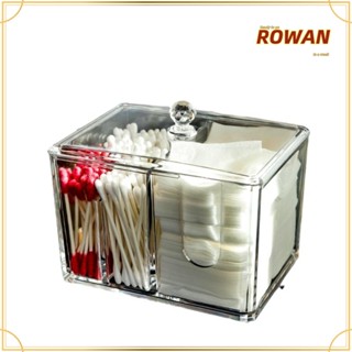 Rowans Qtip ที่วางเครื่องสําอาง อะคริลิค ทรงสี่เหลี่ยมผืนผ้า 2 ช่อง พร้อมฝาปิด