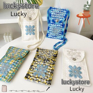 Lucky Knot กระเป๋าถือถัก ลายดอกไม้ ความจุเยอะ ขนาดเล็ก ใส่โทรศัพท์มือถือได้ สําหรับเด็กผู้หญิง