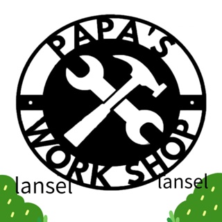 ป้ายสัญลักษณ์ LANSEL Papas Workshop สีดํา สําหรับตกแต่งงานแต่งงาน วันพ่อ