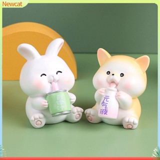 {Newcat} ฟิกเกอร์ รูปการ์ตูนกระต่าย หมูน่ารัก ไร้เสี้ยน สําหรับตกแต่งบ้าน เค้ก