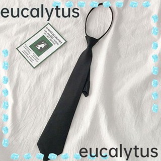 Eucalytus1 ชุดยูนิฟอร์ม เนคไท มีซิป สีดํา เนื้อแมตต์ เรียบง่าย สําหรับผู้หญิง