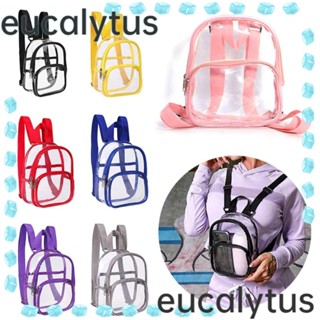 Eucalytus1 กระเป๋านักเรียน กระเป๋าถือ PVC แบบใส มีซิป ขนาดเล็ก สีพื้น สําหรับผู้หญิง