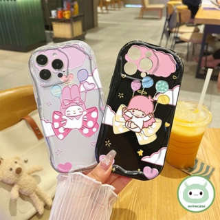 เคสโทรศัพท์มือถือแบบนิ่ม TPU ใส กันกระแทก ลายเด็กผู้หญิงบินตัวเล็ก สีดํา สําหรับ Iphone X XS XR XsMax IP 7 8 Plus 11 Pro Max 12 13 14 Pro Max