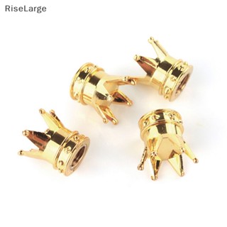[RiseLarge] ใหม่ จุกปิดลมยางรถยนต์ รถบรรทุก รถบรรทุก รูปมงกุฎ สีทอง 4 ชิ้น