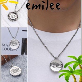 Emilee สร้อยคอ จี้ฝาขวดโค้ก สีเงิน สไตล์ฮิปฮอป โกธิค