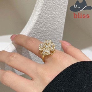 Bliss แหวนเพทาย หมุนได้ สีทอง สีเงิน เครื่องประดับ สําหรับผู้หญิง