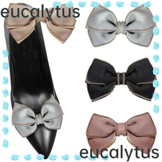 Eucalytus1 คลิปหนีบรองเท้าส้นสูง ประดับโบว์ ริบบิ้น สําหรับผู้หญิง เจ้าสาว 2 ชิ้น