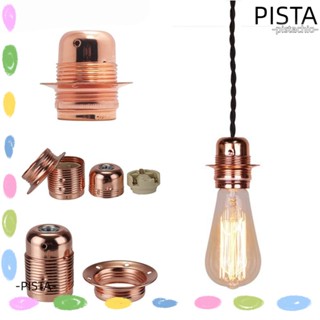 Pista ซ็อกเก็ตไฟเซรามิคอัลลอย พร้อมแหวนขาตั้ง ล็อกเอง อุปกรณ์เสริมหลอดไฟ Edison E27 สไตล์วินเทจ DIY