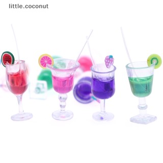 [little.coconut] โมเดลแก้วเครื่องดื่มค็อกเทล ผลไม้จิ๋ว 1:6 อุปกรณ์เสริม สําหรับบ้านตุ๊กตา 4 ชิ้น