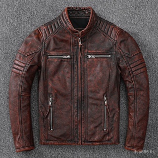 Harley motorcycle clothing Amei Kaka stone mill old retro pure first layer leather leather leather coat mens new coat 1ORC