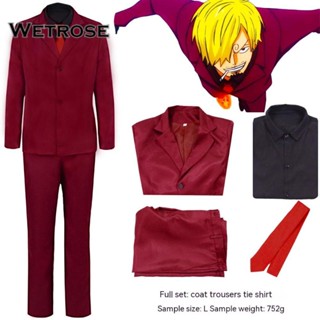 [Wetrose] ชุดคอสเพลย์ วันพีช Vinsmoke Sanji สีแดง สําหรับผู้ชาย