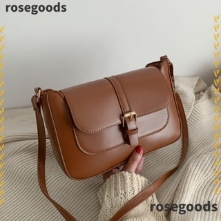 Rosegoods1 กระเป๋าสะพายไหล่ สะพายข้าง หนัง PU ทรงสี่เหลี่ยม จุของได้เยอะ แบบพกพา สีพื้น สําหรับผู้หญิง