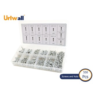 Urlwall ชุดสกรูหัวกระทะ ชุบสังกะสี ขนาดเล็ก อุปกรณ์เสริม สําหรับตกแต่งเล็บ DIY 550 ชิ้น