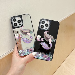 Casetify เคสโทรศัพท์มือถือแบบนิ่ม กันกระแทก ลายดอกไม้นางเงือก สีม่วง สําหรับ IPhone 11 14 Pro Max 12 13 Mini Case X XR XS Max SE 2020 6 7 8 Plus