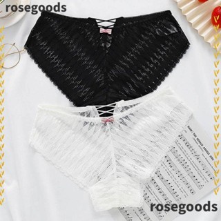 Rosegoods1 กางเกงชั้นใน เอวต่ํา แต่งลูกไม้ กลวง สีพื้น สําหรับผู้หญิง