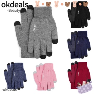 Okdeals ถุงมือขี่จักรยาน ผู้ชายและผู้หญิง หนา สกี จักรยานเสือภูเขา กันลื่น หน้าจอสัมผัส