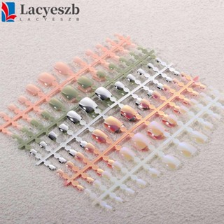 Lacyeszb เล็บปลอม แบบเต็ม สีแคนดี้ สําหรับตกแต่งเล็บ 24 ชิ้นต่อชุด